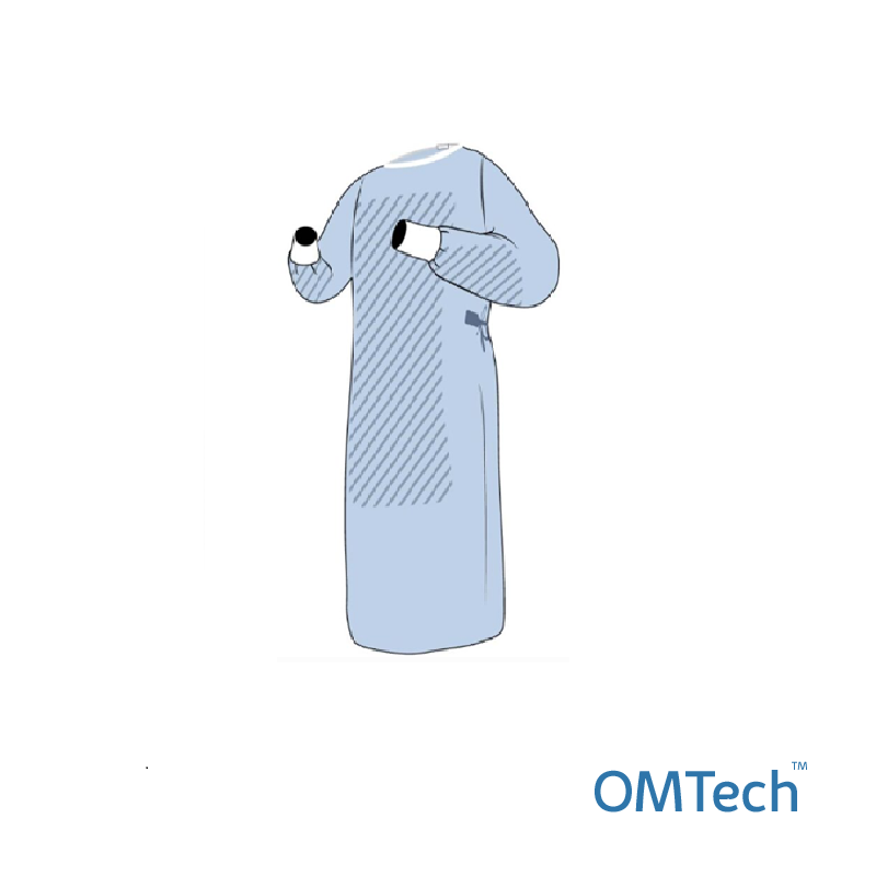 Халат медичний OMTech™ (захисний) на зав`язках довж. 130см (розмір50-52 (L)) (ламінований спанбонд - 50г/м2 (спанбонд гідрофільний 25г/м2+плівка дихаюча 25г/м2)
